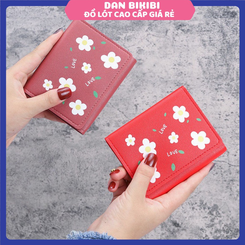 Ví mini nữ cầm tay phối hoa cúc phong cách hàn quốc mẫu 117L