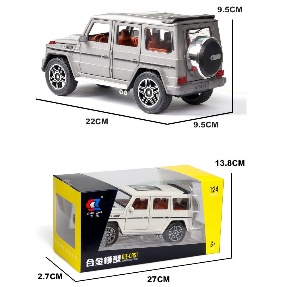Xe mô hình Mercedes Benz G63 tỉ lệ 1:24 bằng kim loại có âm thanh và đèn