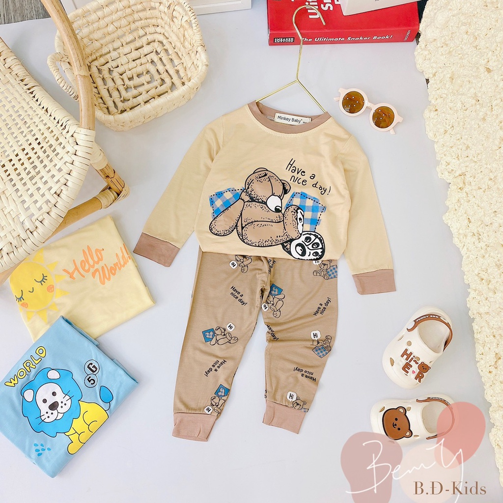 Bộ dài tay cho bé trai bé gái size đại 6-25kg, đồ bộ thun lạnh dài tay BD013 trẻ em mặc ngủ ở nhà 1 2 3 4 5 6 7