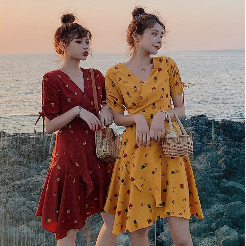 2021 NEW ARRIVAL  french style dress slim Floral skirt women fashion clothes and clothing