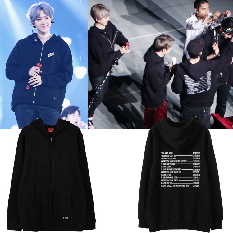 ▦◎Áo len có dây kéo KPOP EXO Áo thun ElyXiOn BAEKHYUN Áo len SUHO DO