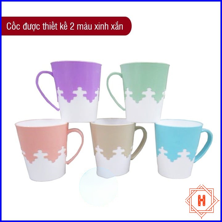 Cốc nhựa uống nước 2 màu Việt Nhật – Cốc đánh răng có quai cầm { H }