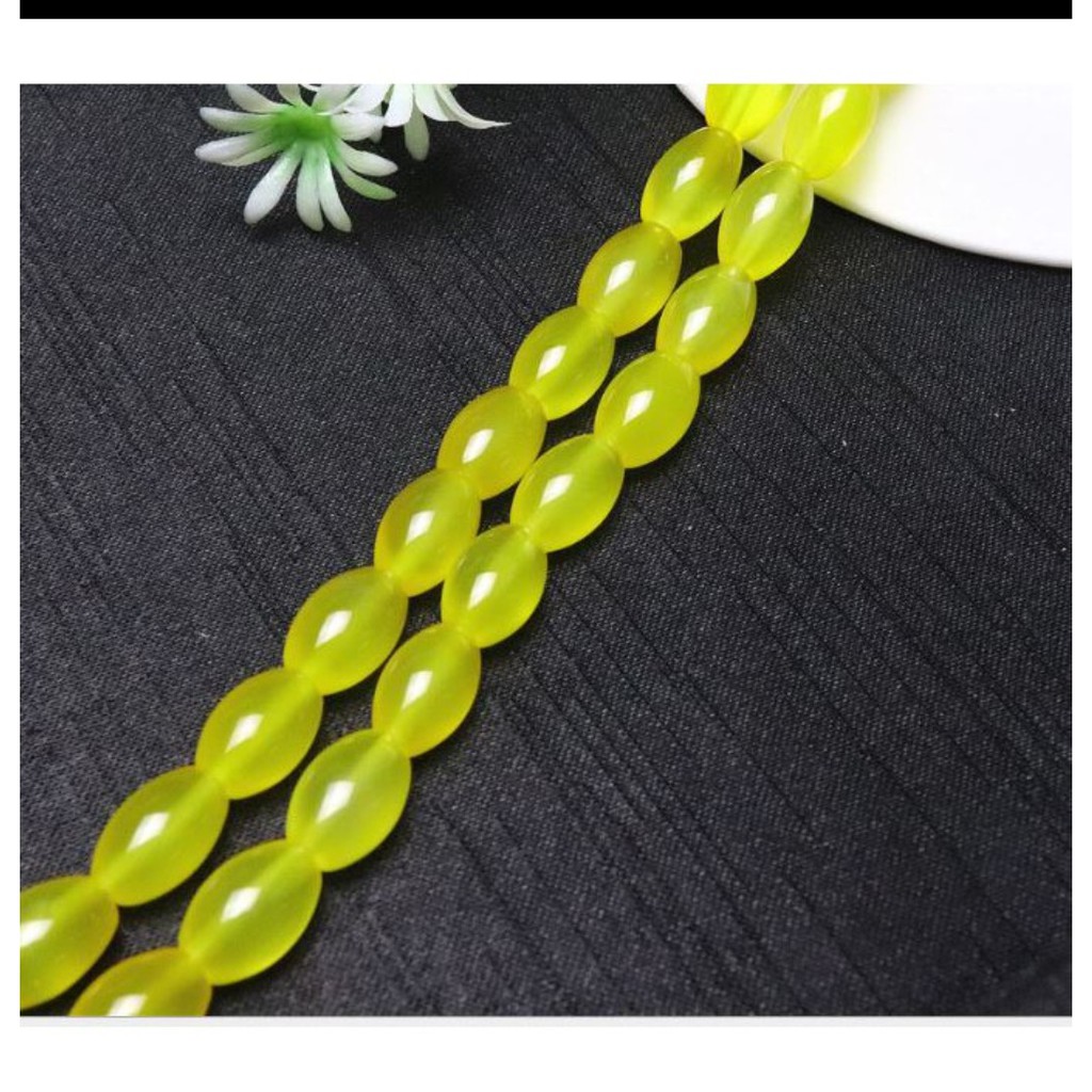 2 viên lu thống thiên nhiên 8x12mm màu vàng