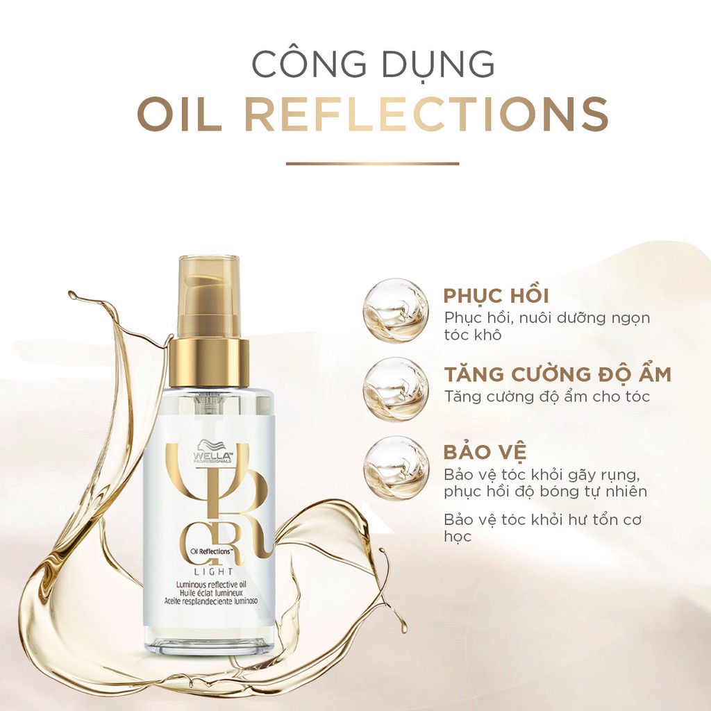 #spwella_chính_hãng Tinh dầu sáng bóng Oil Reflections Light Wella 100ml