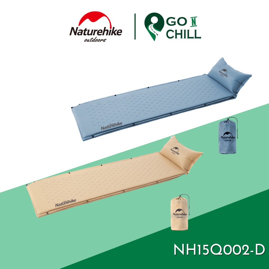 Đệm tự bơm hơi kèm gối, đệm dã ngoại tự phồng Naturehike NH15Q002-D