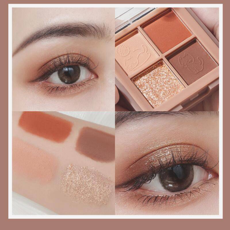 Bảng phấn mắt 4 màu tông lì / ánh nhũ ngọc trai chống thấm nước lâu trôi Kiss beauty