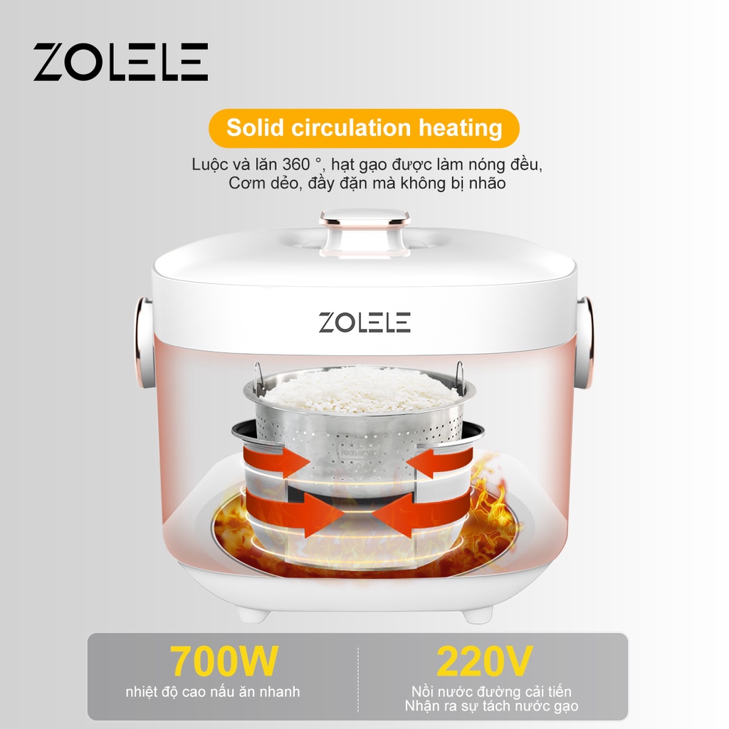 Nồi cơm điện tách đường đa năng zolele ZB500 - dung tích 3L ，Công suất 700W
