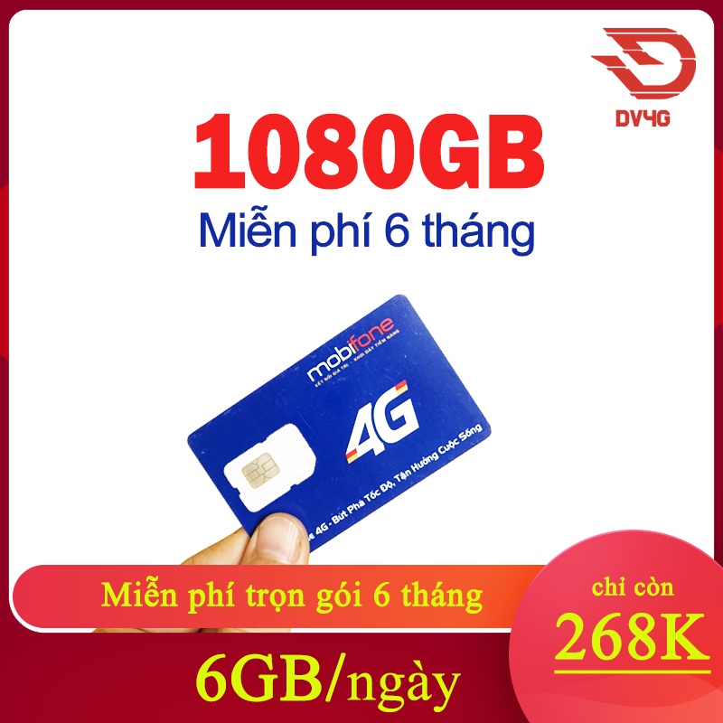 Sim 4G Mobifone CS6N 6GB/Ngày 180GB/tháng - Trọn Gói 6 tháng Không Cần Nạp Tiền