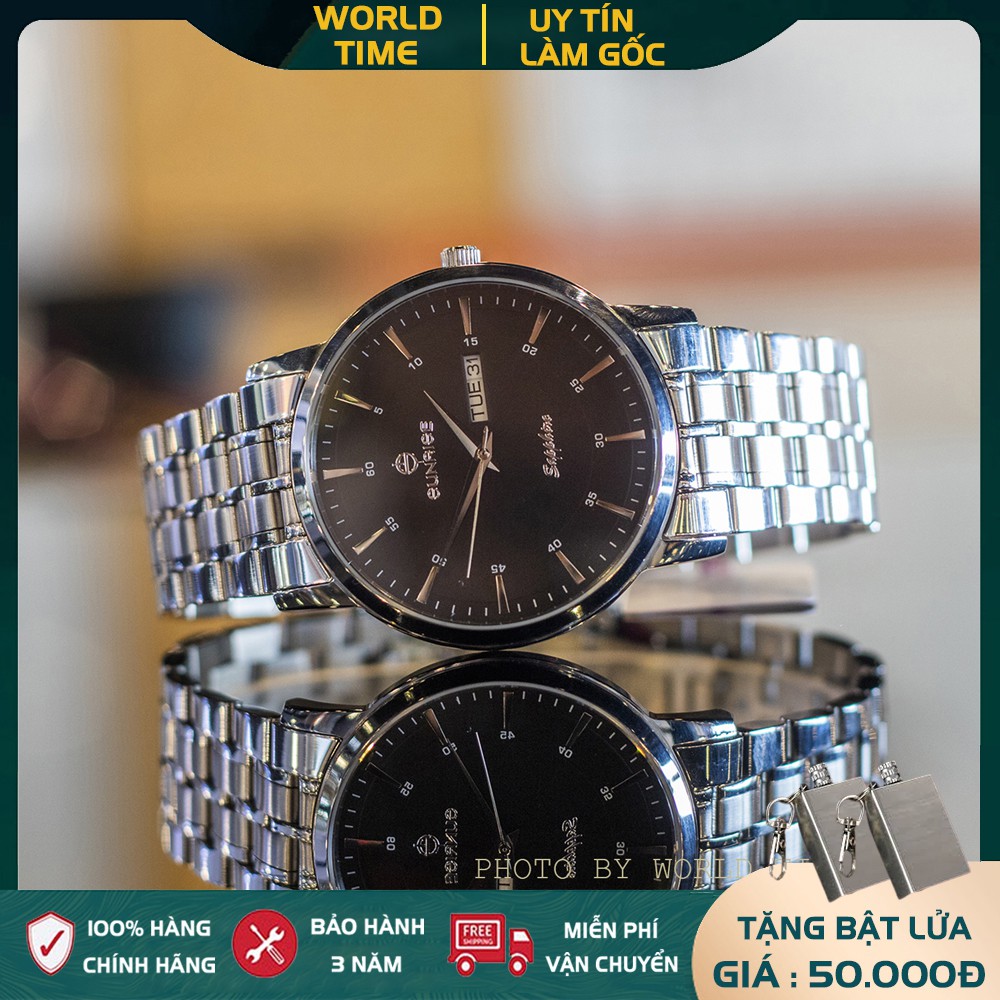 Đồng Hồ Nam Sunrise DM1126SWA B Full Box +Thẻ BH 3 NĂM, Kính Sapphire Chống Xước , Chống Nước, Dây Kim Loại 316L