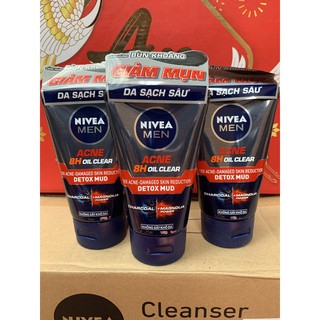 Sữa rửa mặt bùn khoáng Nivea Men kiểm soát nhờn & ngừa mụn 100g( Đen Đỏ)