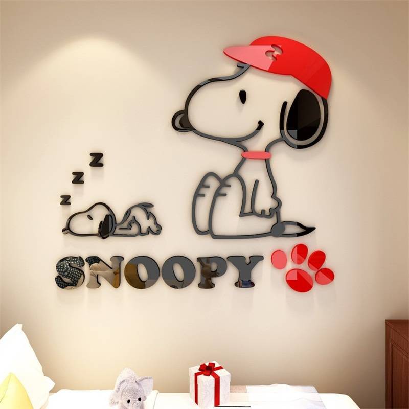 Snoopy hoạt hình hoạt hình phòng trẻ em phòng ngủ phòng bé trai trang trí tường acrylic stereo 3d dán tường