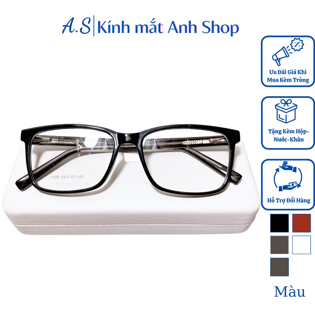 Gọng kính vuông nhựa dẻo lõi kim loại chất liệu dẻo cứng cáp bền đẹp 1325
