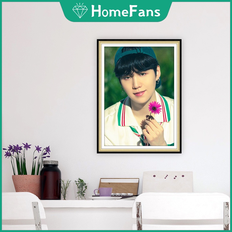 Bộ Tranh Đính Đá 5D Tự Làm Họa Tiết Nhóm Nhạc BTS 30x40cm/40x50cm Trang Trí Nhà Cửa