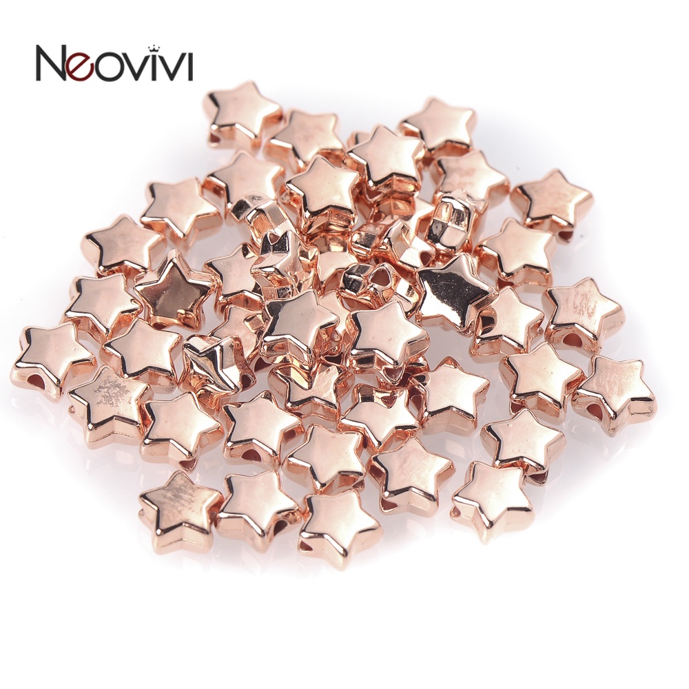 Bộ 50 Hạt Xâu Chuỗi Hình Ngôi Sao 6mm Tự Làm Trang Sức Tiện Lợi