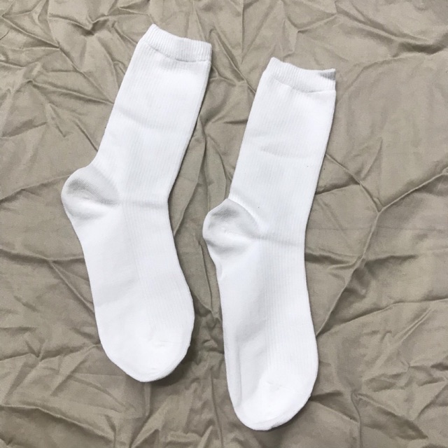 Tất Vớ Trơn Thời Trang Hàn Quốc Cổ Cao Màu Trắng