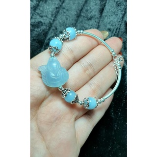 Lắc tay bi charm treo bạc xi kim