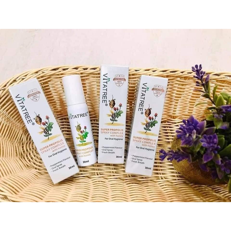 Xịt keo ong Vitatree Úc Super Propolis Spray complex with Honey dứt điểm cơn ho cho bé từ 2 tuổi