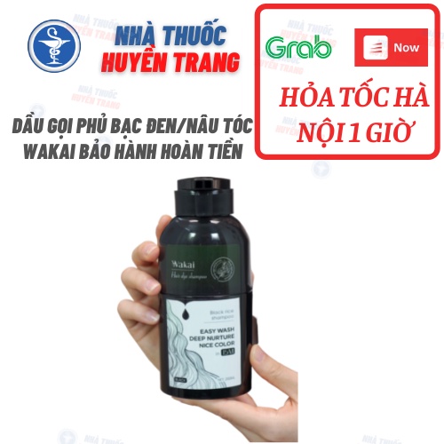 Dầu Gội Phủ Bạc Wakai Gạo Đen, Nâu 200ml - Dầu Gội Hỗ Trợ Nhuộm Tóc Nâu, Đen BỀN TRONG 1 THÁNG
