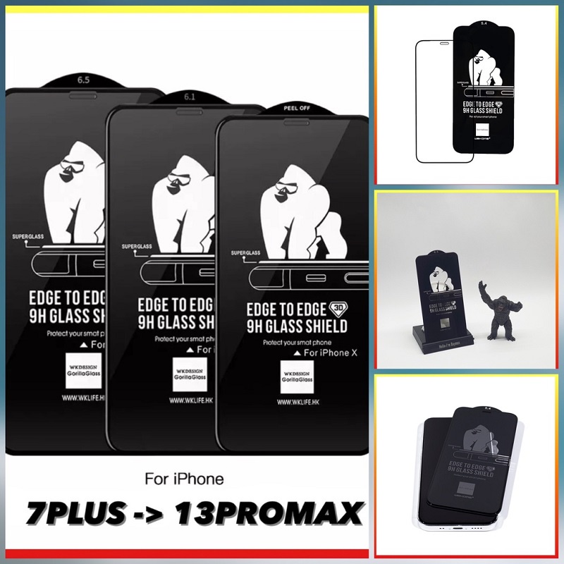 Kính cường lực KingKong iPhone 13 ProMax/12ProMax/11ProMax/Xsmax/XR/7Plus/8Plus Full màn hình cao cấp cực mượt