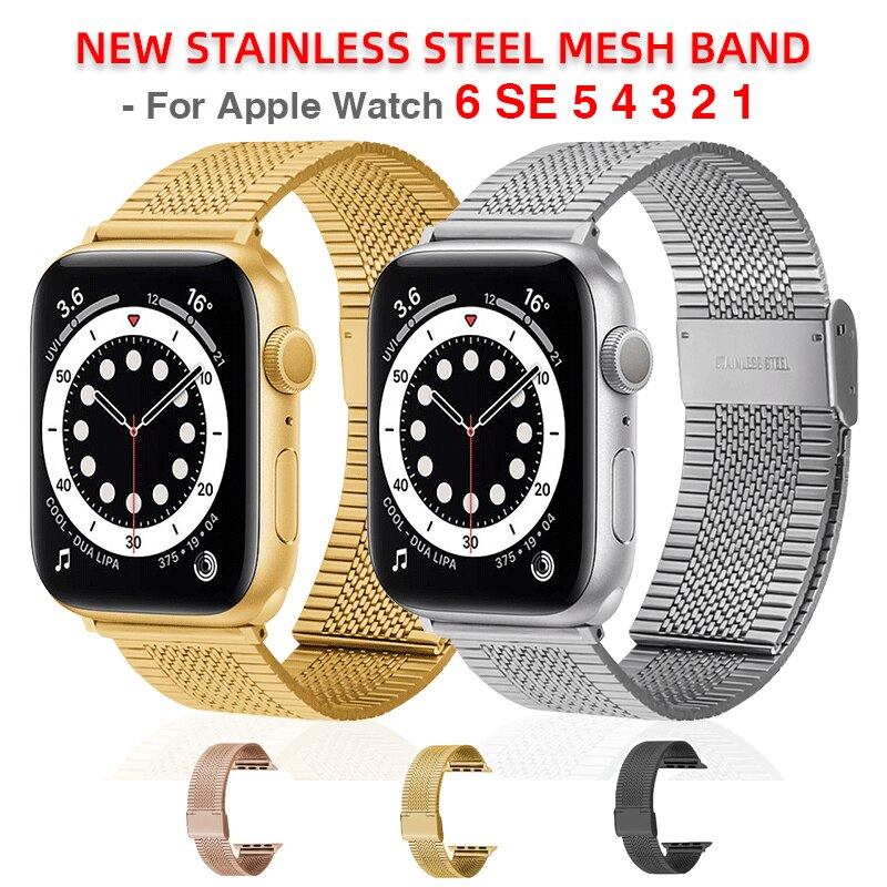 Dây Đeo Inox Dạng Lưới Cho Đồng Hồ Thông Minh Apple Watch Series Se 6 42mm 38mm Iwatch 5 4 3 2 1 40mm 44mm