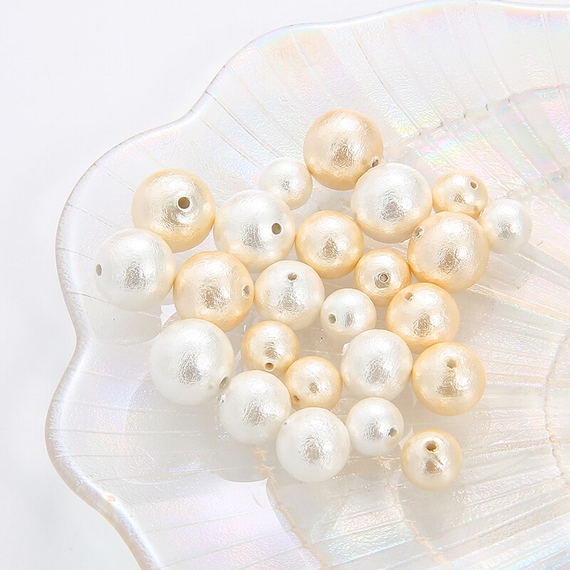 Hạt ngọc trai giả màu be kích thước 8-12mm dùng để làm đồ trang sức thủ công