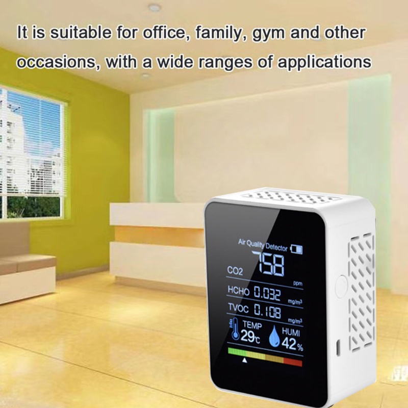 [Hàng mới về] Máy đo giám sát chất lượng khí phát hiện khí Carbon Dioxide TVOC HCHO CO2 3 trong 1/ 5 trong 1