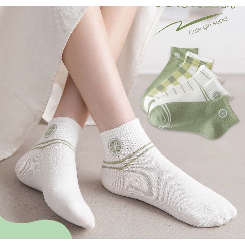 Set 10 Đôi Tất Vớ Nữ Ngắn Cổ Phối Quả Chanh Siêu HOT