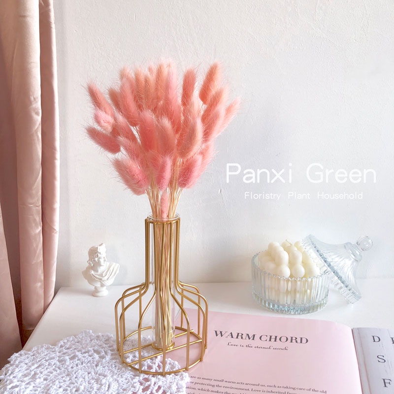 Bình Hoa Thủy Tinh Phối Lông Vũ Màu Vàng Phong Cách Bắc Âu