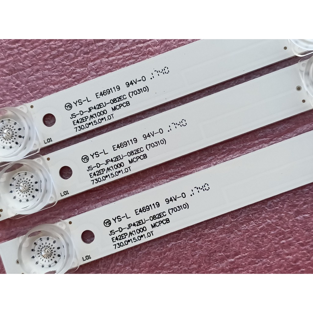 BỘ LED TIVI ASANZO 43ES980, MỚI 100% HÀNG ZIN HÃNG, BỘ 3 THANH, MỖI THANH 8 BÓNG 3V, DÀI 72,9cm. JS-D-JP42EU-082EC(70310