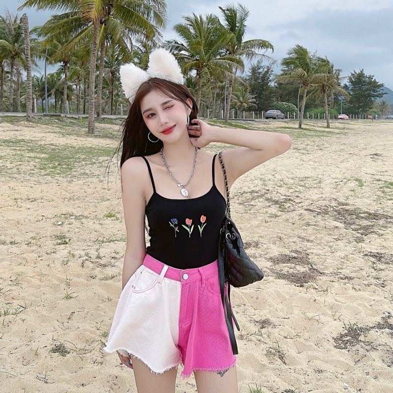 Quần Short Jeans Nữ Dáng Chữ a Lưng Cao Màu Sắc Thời Trang Cho Nữ