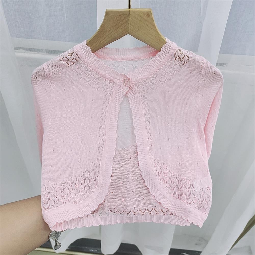Áo Khoác Dệt Kim Bằng Lụa Mát Thoáng Khí Chống Nắng Ngoài Trời Cho Bé Gái