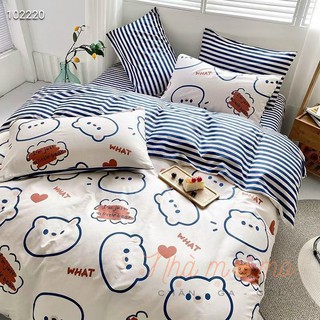 Bộ Chăn Ga Gối Cotton Poly Hình Mặt Gấu Trắng - Nhà Momo