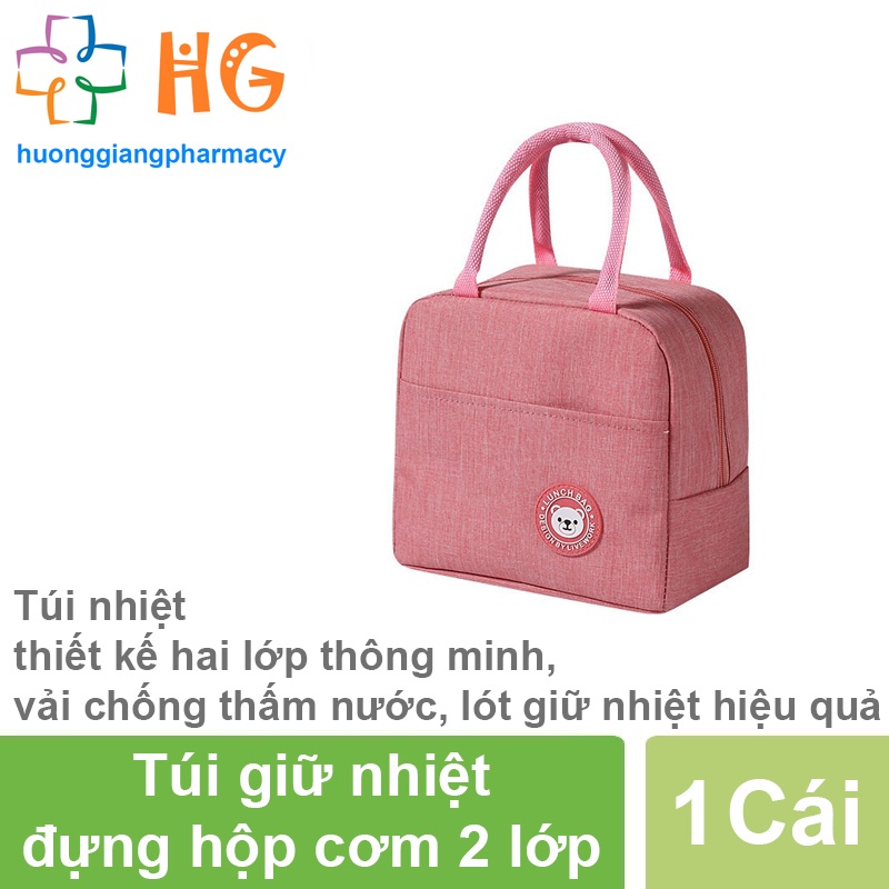 Túi giữ nhiệt đựng hộp cơm 2 lớp dày dặn nhiều kích thước chọn lựa nhỏ gọn có quai xách tiện dụng
