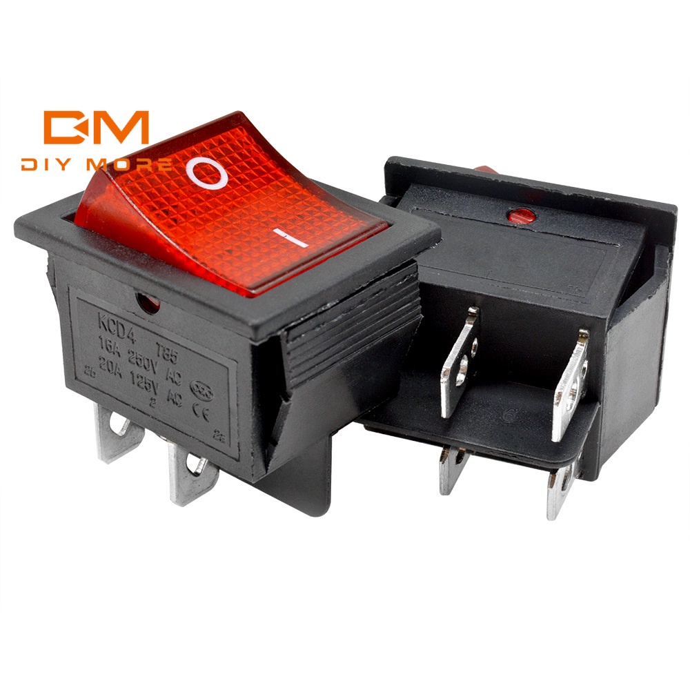 Công tắc bật tắt on / off DIYMORE Kcd4 16A 250V 4 chấu 25x31mm