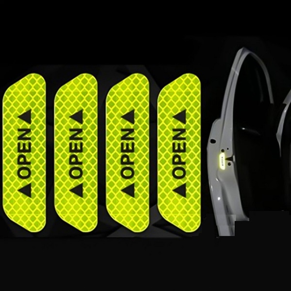 Bộ 4 Miếng Dán Phản Quang OPEN Cảnh Báo An Toàn Xe Ô Tô