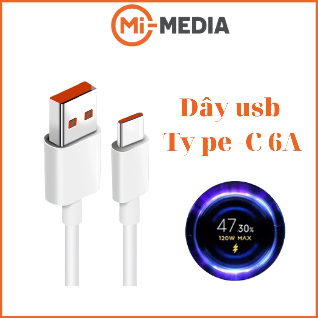 Cáp sạc nhanh USB - Type C Xiaomi 6A hỗ trợ sạc nhanh 10w 18w 27w 33w 67W,120W