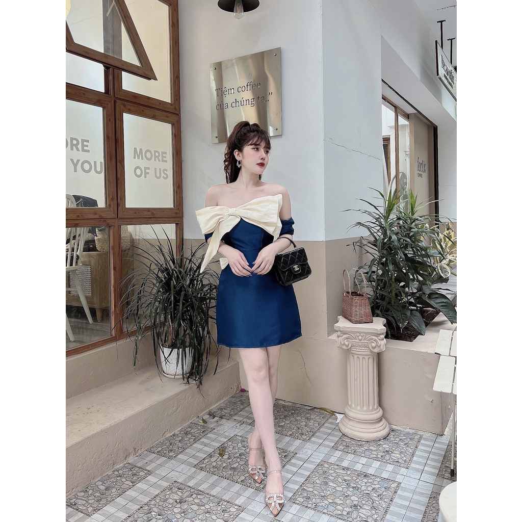 Váy tapta Cest Kamiseta thiết kế body trễ vai tiểu thư sang chảnh