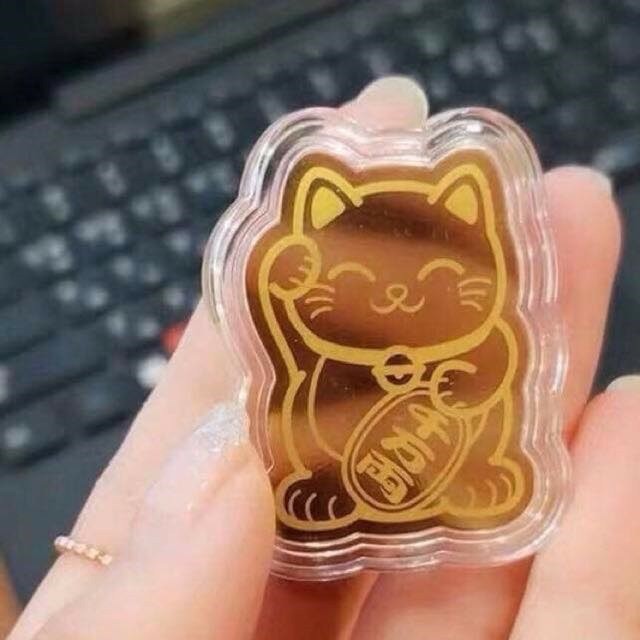 Mèo Thần Tài Mạ Vàng Chiêu Tài Lộc Dán Điện Thoại, Để Trong Ví Tiền T2 Giá Rẻ