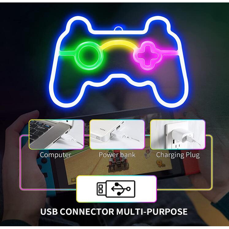 Đèn LED Neon Hình Tay Cầm Chơi Game Gắn Tường Trang Trí Phòng