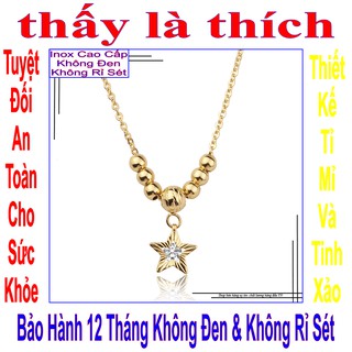 Dây chuyền vàng cho bé gái mặt ngôi sao đá và bi - An toàn cho trẻ - Cam kết 1 đổi 1 nếu hoen , gỉ sét