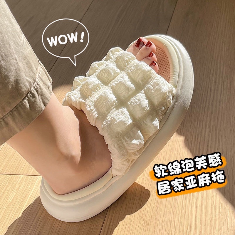 Dép vải lanh đế dày cao cấp không trơn trượt thấm mồ hôi thoáng khí đơn giản