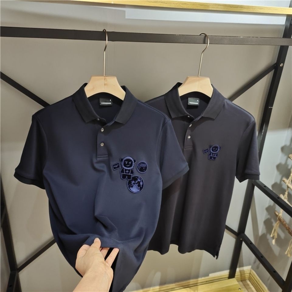 Áo Thun Polo Ngắn Tay Thêu Họa Tiết Thời Trang Mùa Hè Phong Cách Châu Âu Cho Nam
