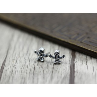 Bông Tai Bạc Thủ Công Unisex Nam Nữ Hình Zombie (1 bên)