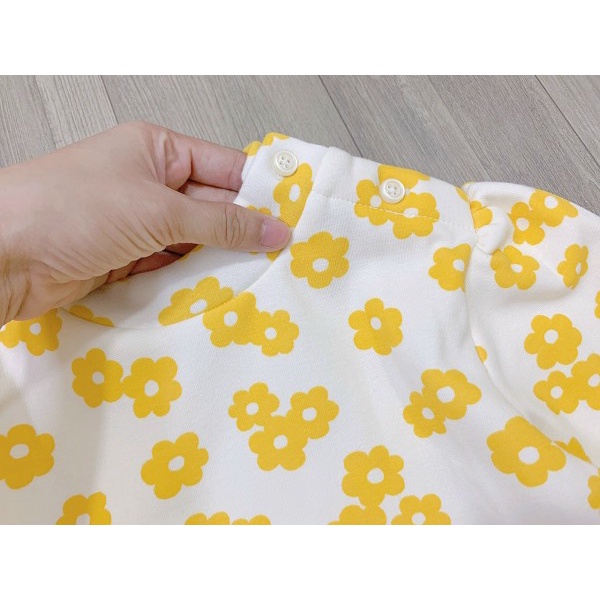 Áo váy Agabang lót lông hoa vàng bèo gấu dễ thương Nga Fish A7LH8