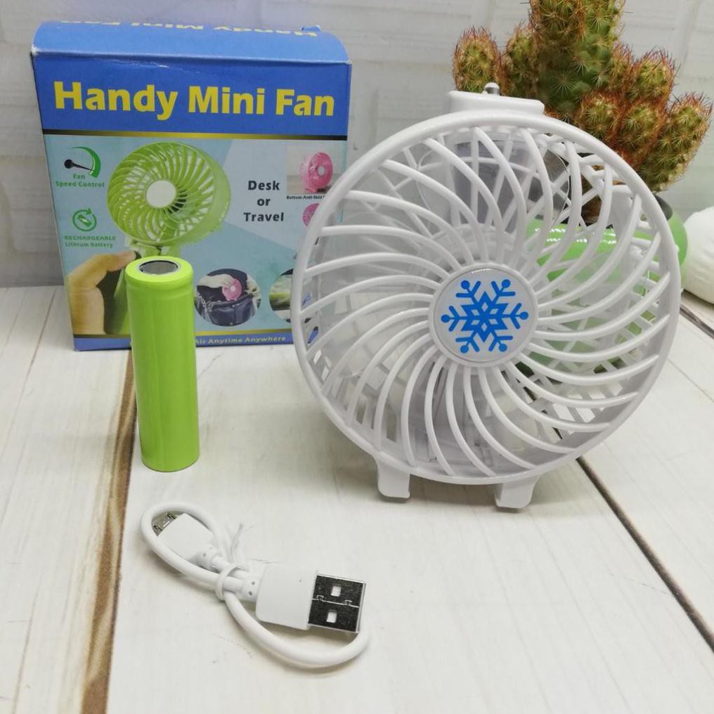 Quạt cầm tay 3 tốc độ mini có đèn led + pin sạc