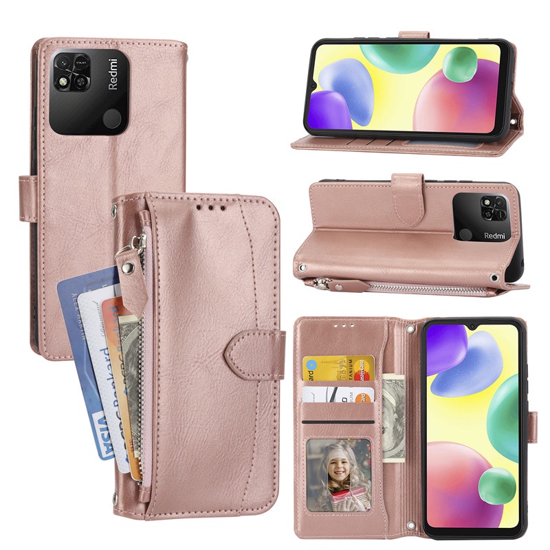 Ốp Điện Thoại Da Kiểu Ví Lật Có Đế Cho Redmi 10A 10C Note 12 11 11T Pro Xiaomi 12 Pro