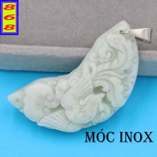 Mặt dây chuyền phong thủy Ngọc Bội Phượng Hoàng đá trắng 4.3cm - Tặng kèm móc inox - Phong thủy 868