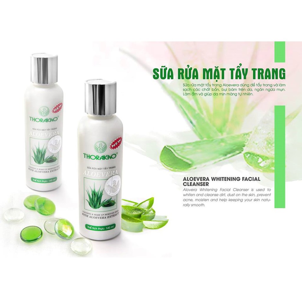 Sữa Rửa Mặt Tẩy Trang Aloevera Thorakao 140g