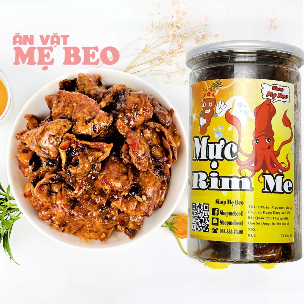 300Gr Mực Rim Me Nguyên Con Ăn Vặt Shop Mẹ Beo