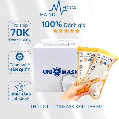 TỰ CHỌN MẪU - Thùng 300 chiếc khẩu trang cho bé 4D Uni Mask KF94 trẻ em kháng khuẩn - Khẩu trang an toàn cho bé